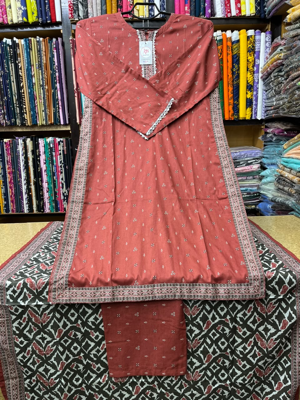 Terracotta Rust 3-Piece Floral Booti Lawn Suit Set