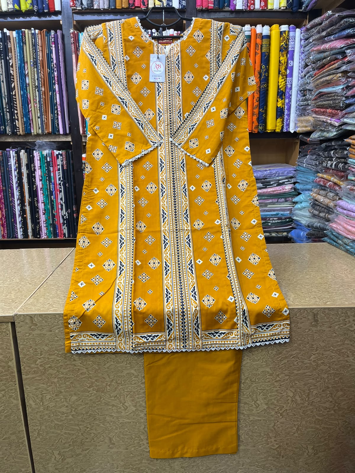Radiant Mustard Yellow Printed Lawn 2-Piece Suit