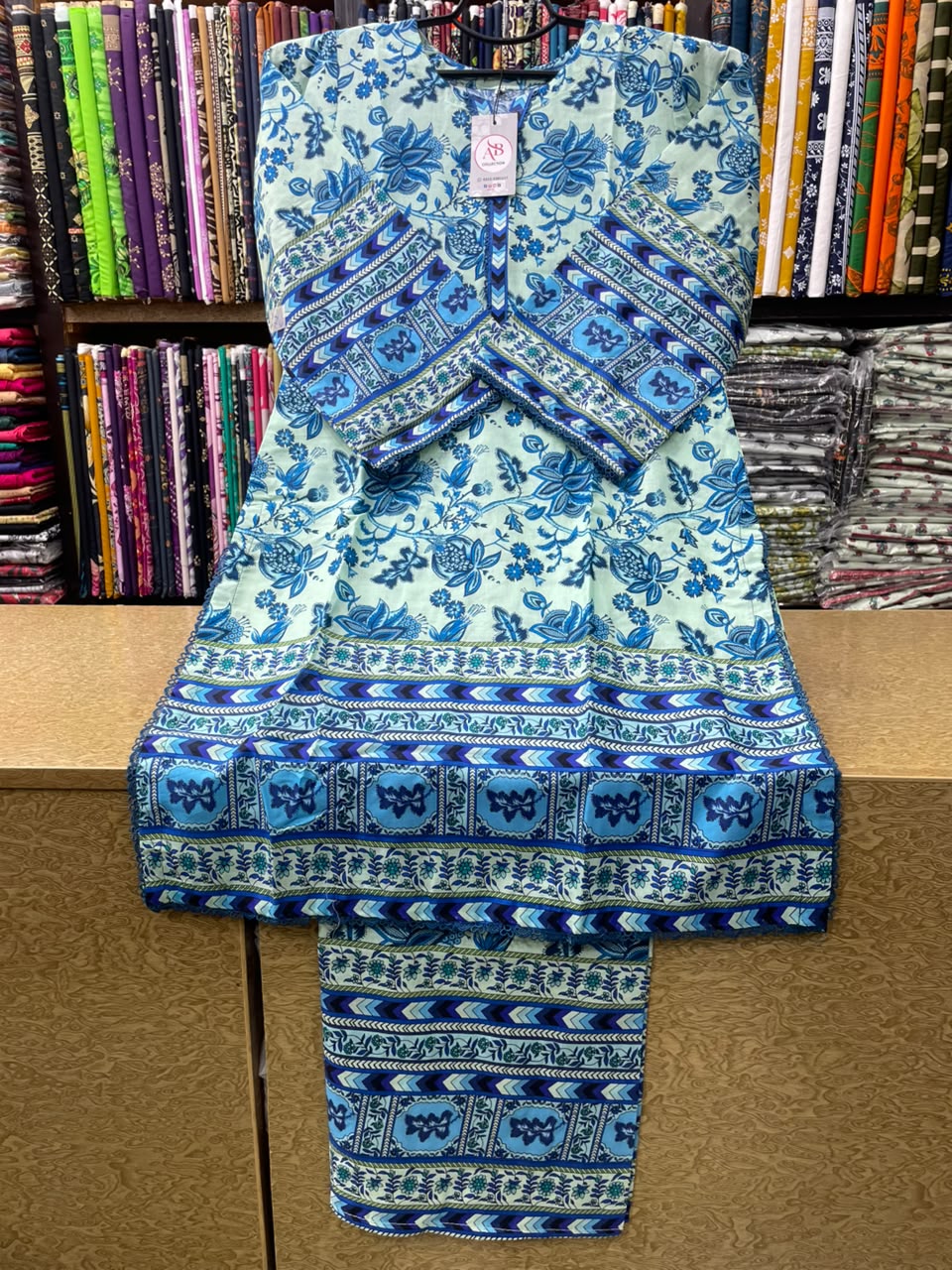 Sky Blue Floral Printed Lawn 2-Piece Suit