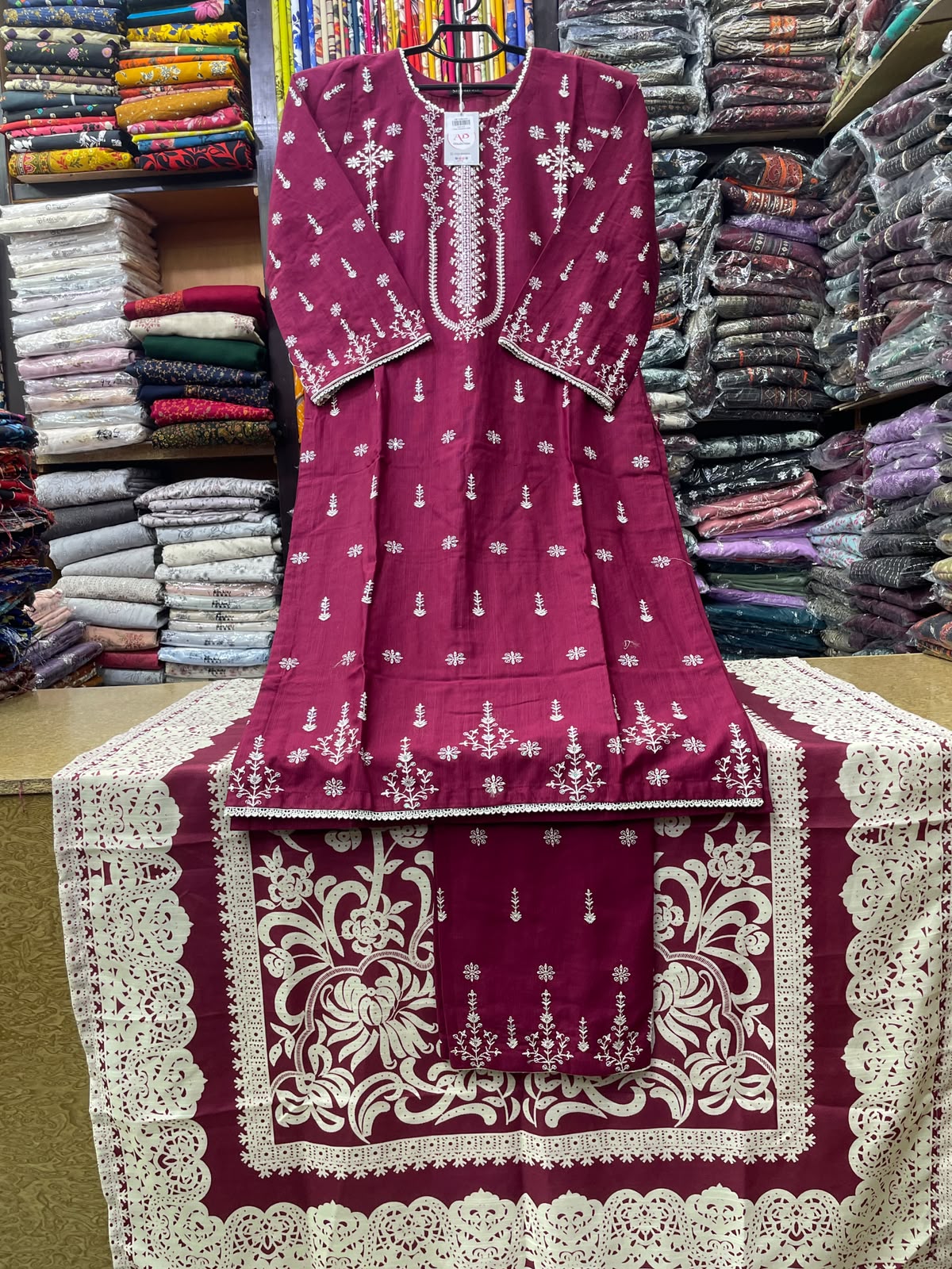 Premium 3-Piece Stitched Embroidered Khaddar Suit with Matching Dupatta & Embroided Trouser
