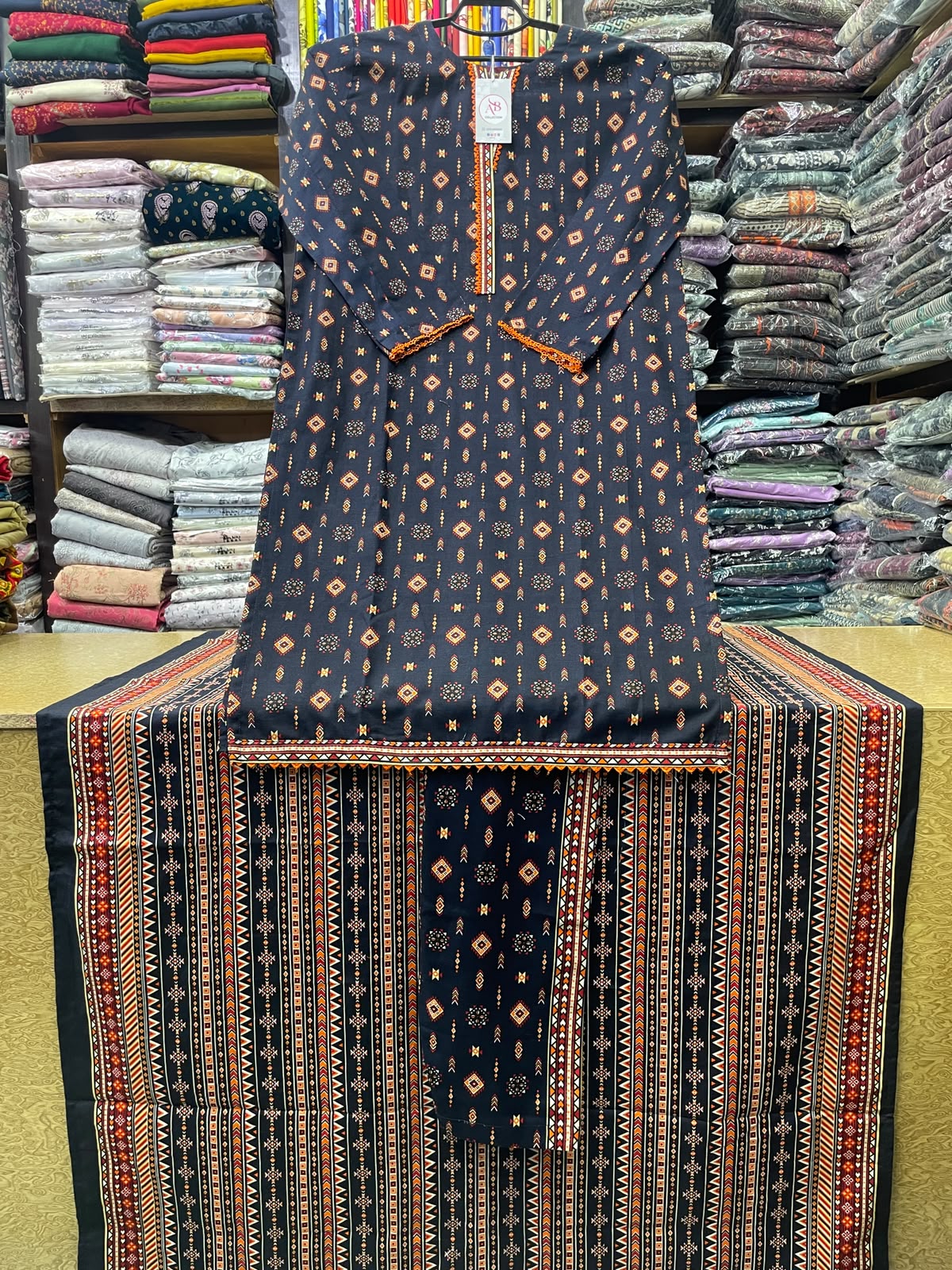 Bin Saeed Winter Collection 3 Piece Ready-to-Wear Stitched Printed Khaddar Long Suit