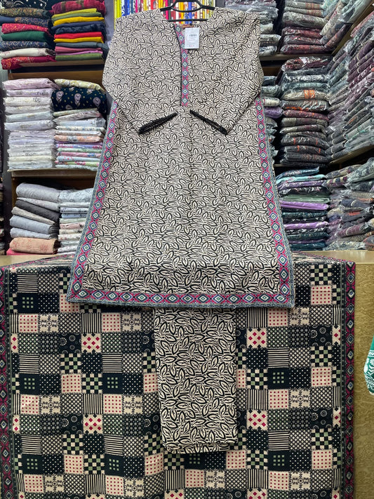 Bin Saeed Winter Collection 3 Piece Ready-to-Wear Stitched Printed Khaddar Suit