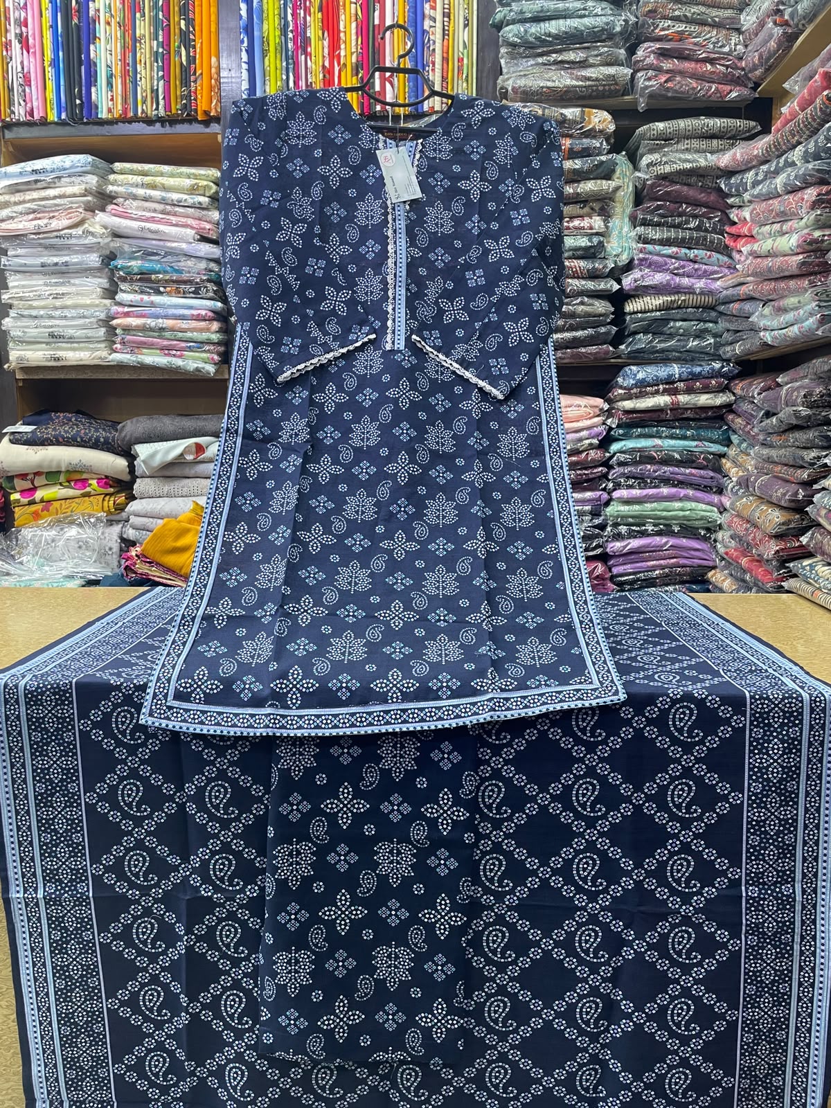 Bin Saeed 3-Piece Chunri & Paisley Printed Khaddar Suit with Matching Trouser & Shawl