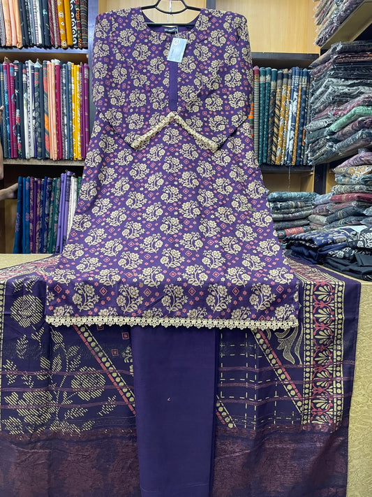 Bin Saeed Printed Wool Marina 3-Piece Suit