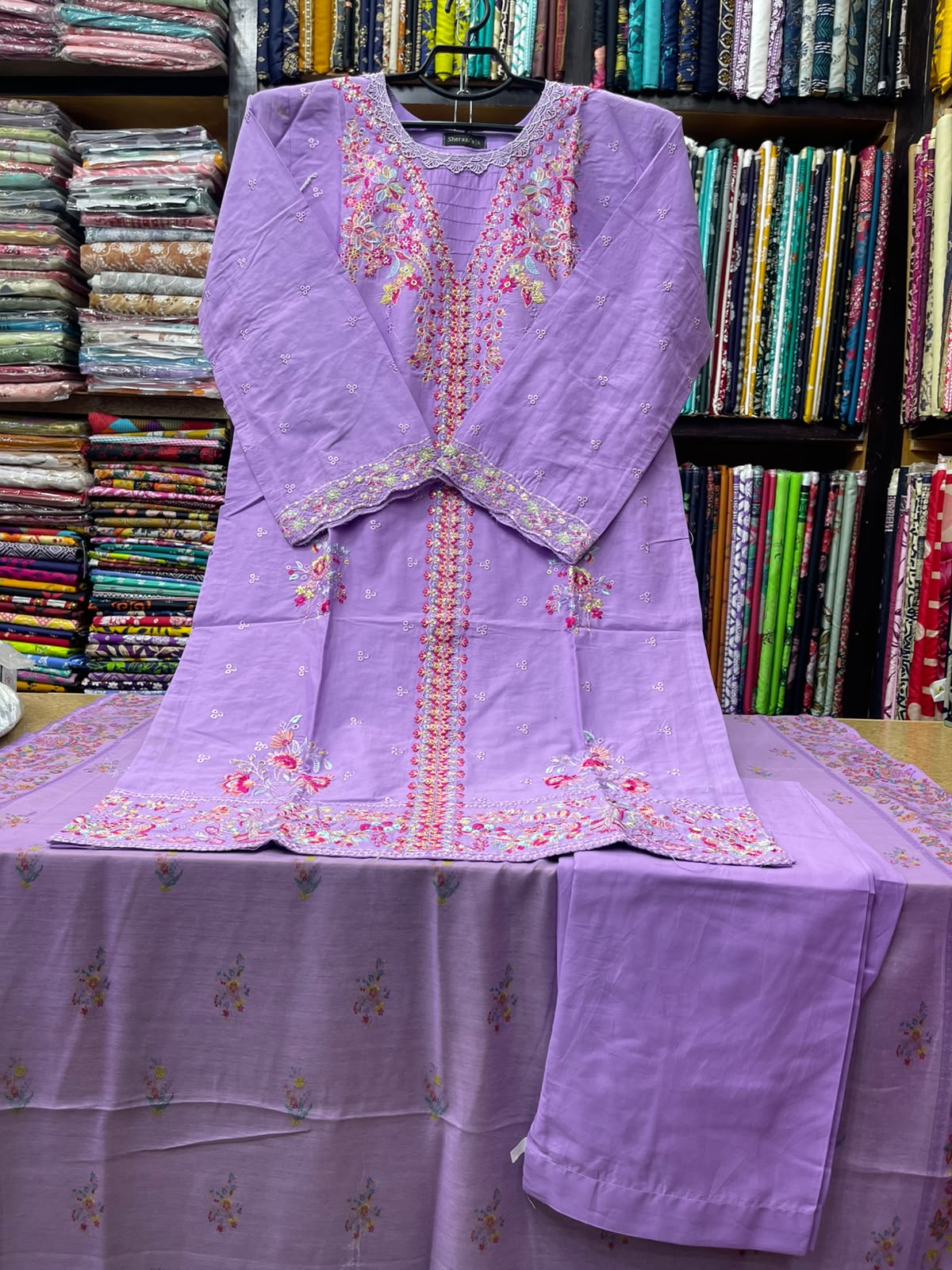 Premium Stitched 3 Piece Lawn Suit with Multi-Color Pastel Embroidery