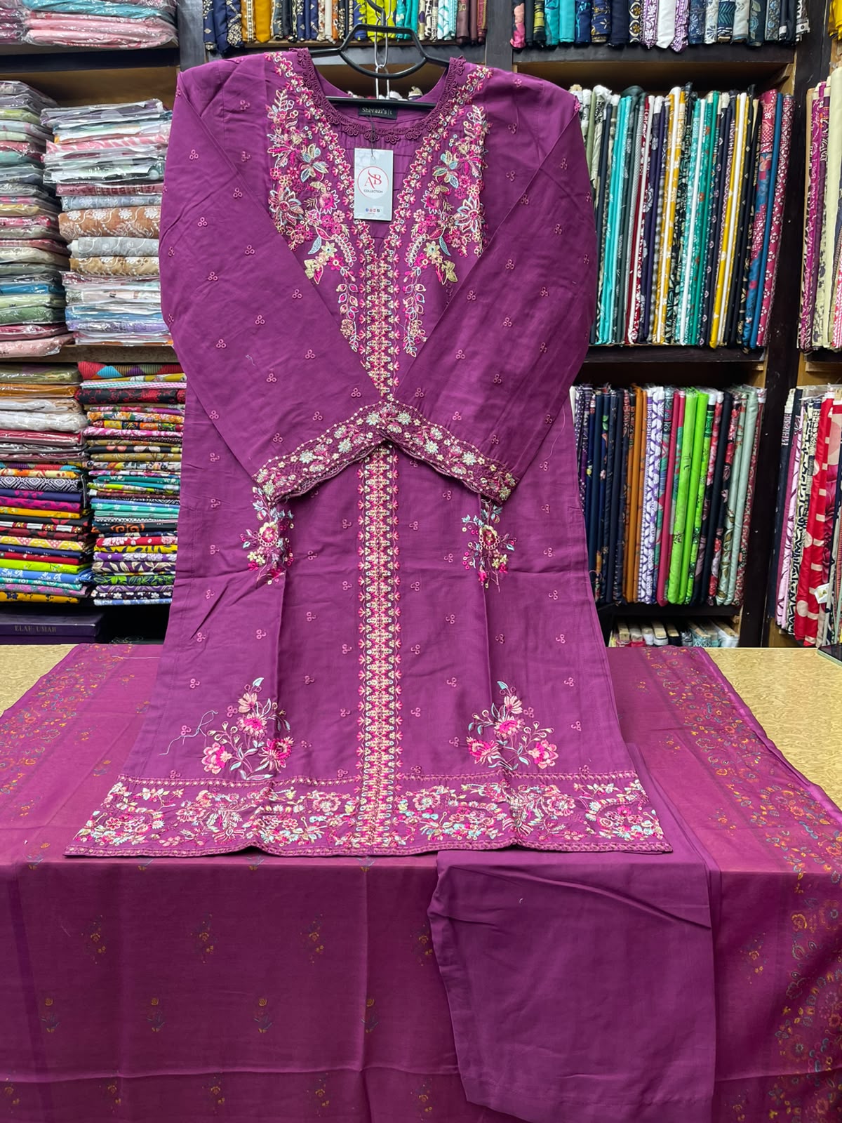 Premium Stitched 3 Piece Lawn Suit with Multi-Color Pastel Embroidery