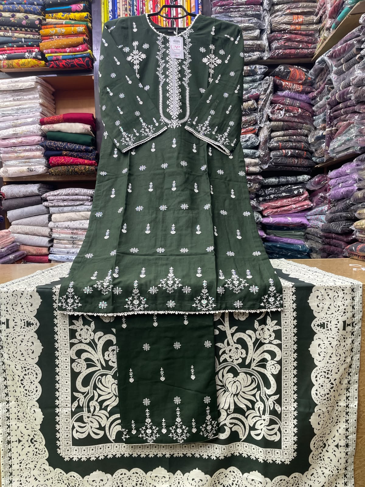 Premium 3-Piece Stitched Embroidered Khaddar Suit with Matching Dupatta & Embroided Trouser
