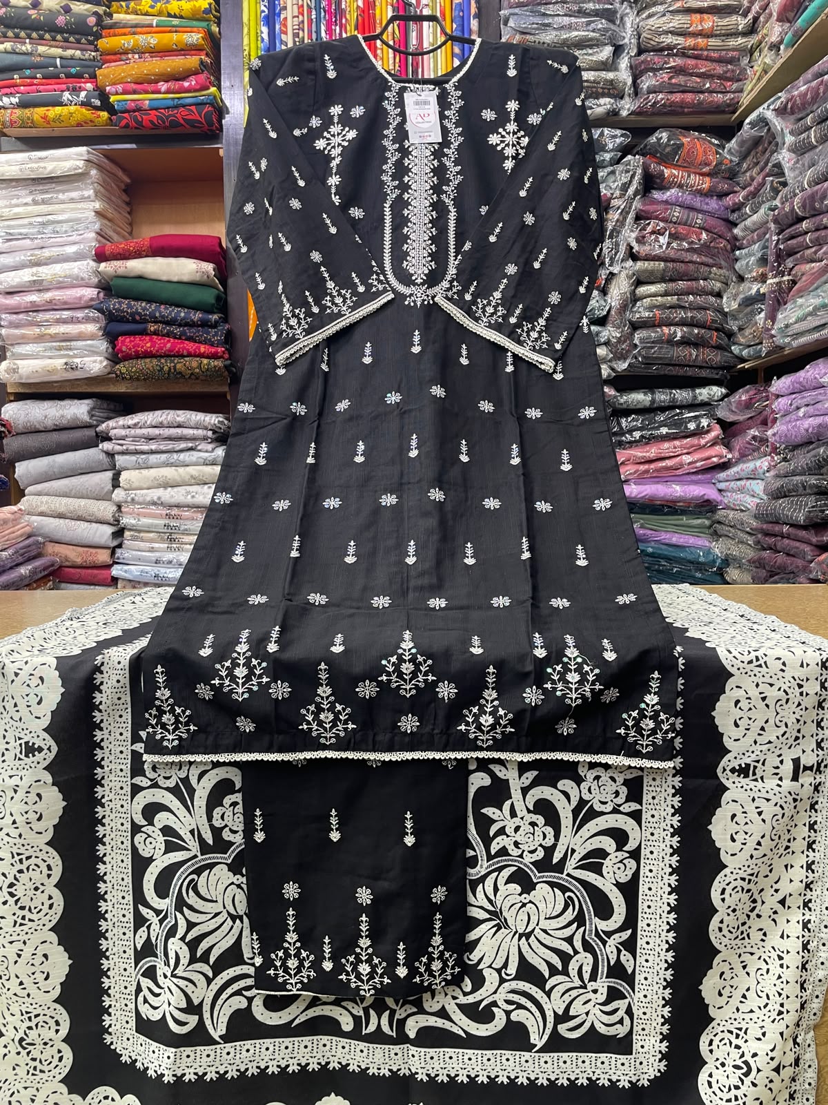 Premium 3-Piece Stitched Embroidered Khaddar Suit with Matching Dupatta & Embroided Trouser